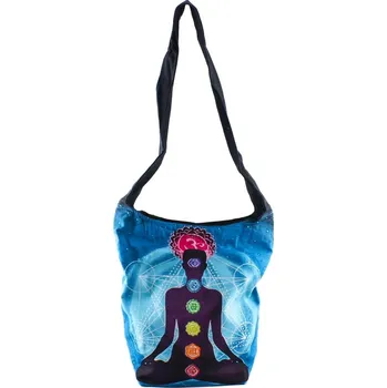 Textilní taška na zip s vnitřní kapsou - Jogín 7 čaker, 36 x 51 x 14 cm