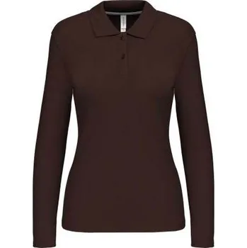 Dámské tričko Kariban Ladies' Long-sleeved Polo Shirt, hnědá (Dark Chocolate)