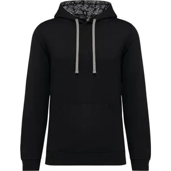 Pánská mikina Kariban Unisex Contrast Patterned Hooded Sweatshirt mikina, černá (Black)