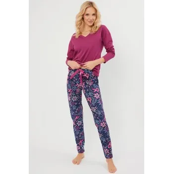Dámské pyžamo Dlouhé dámské pyžamo Italian Fashion Folk - bavlna Fuksiová-tmavěmodrá 2XL
