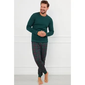 Pánské pyžamo Pánské pyžamo Italian Fashion Fogo - bavlna Tmavě zelená XL