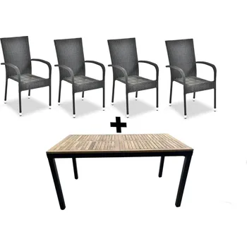 Zahradní sestava Zahradní set 1+4P MATHO/PAR akacie/černá