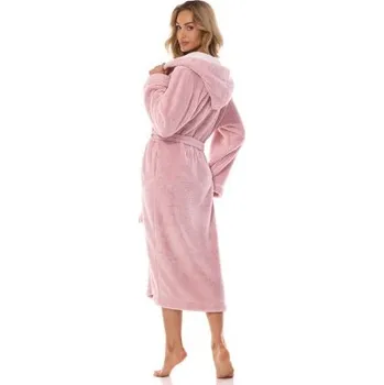 Dámský župan Huňatý dlouhý dámský župan LaL Love - teplý Světle růžová XL