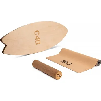 Zakřivená balanční deska javorové dřevo s válcem a podložkou, natural