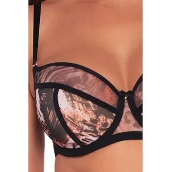 Podprsenka Polovyztužená podprsenka Ava Lingerie 2029 Wild Black Černo-hnědá 80C