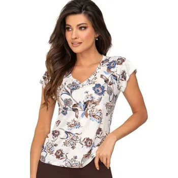 Dámské pyžamo Dámské pyžamo Donna Naomi - viskóza Ecru-Hnědá S(36)