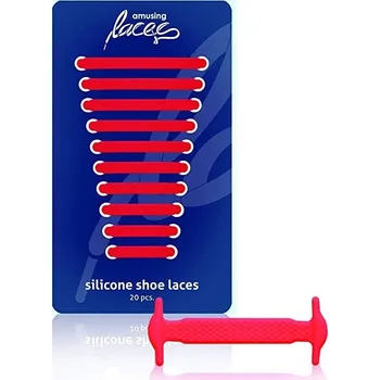 Tkaničky do bot Silikonové šňůrky do bot Amusing Laces 20 ks červená