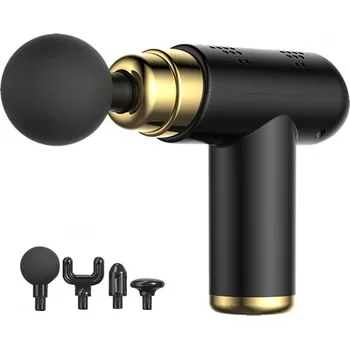 Masážní přístroj Mini masážní pistole se 4 nástavci, Fascia, černá