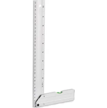 Úhloměr Hliníkový úhelník a pravítko 30 cm - MEJURE, stříbrná