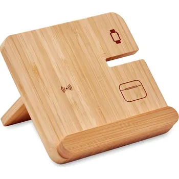 15W bezdrátová nabíječka 3v1 - BOOGAR, dřevo