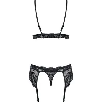 Dámská erotická souprava Sexy 3-dílný komplet Obsessive 810-SEG-1 Černá S/M