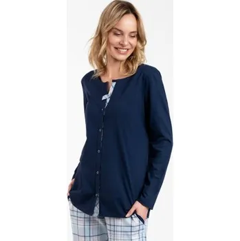 Dámské pyžamo Mateřské pyžamo Italian Fashion Emilly - dlouhé bavlněné Tmavě modrá L