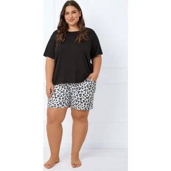 Dámské pyžamo Dámské pyžamo s krátkým rukávem Italian Fashion Savanna - viskóza Ecru-černá S