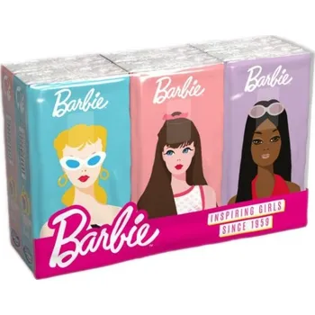 Kapesníky Barbie s potiskem 4 vrstvé, folie 6 ks
