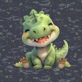 Teplákovina Zelený baby dinosaurus, panel (E) (Panely a ladící metráž)