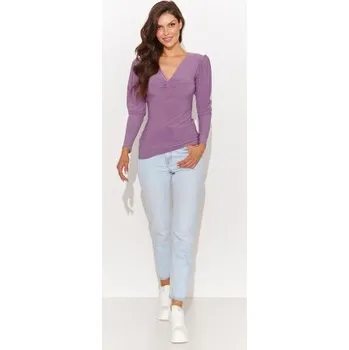 Halenka Numinou NU461 sv. fialová - 'V' dekolt a nařasené rukávy Světle fialová XL(42)