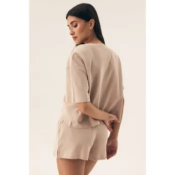 Dámské pyžamo Dámské pyžamo Henderson Nilsa - bavlněná vaflovina Béžová S