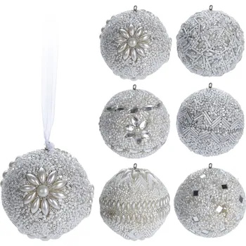 Vánoční dekorace PROHOME - Koule vánoční bílá 7cm různé motivy