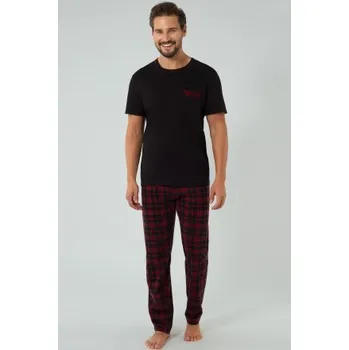 Pánské pyžamo Pánské pyžamo s krátkým rukávem Italian Fashion Zeman - bez kapes Černá XL