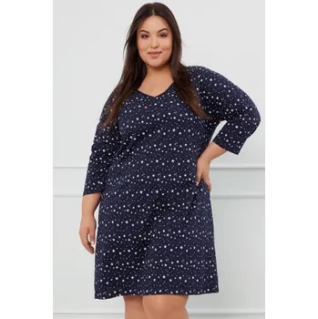 Dámská noční košile Bavlněná noční košile Italian Fashion Libra - 3/4 rukáv Tmavě modrá 2XL