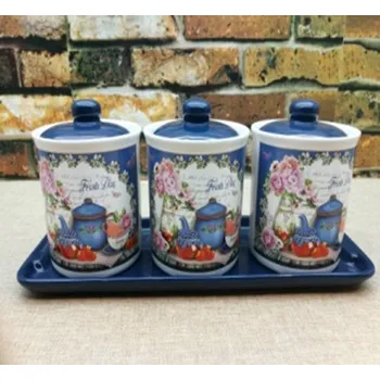 Dóza na potraviny Dóza sada velká 3ks na tácku FRESH TEA