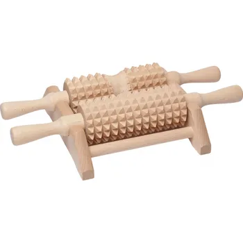 Masážní přístroj Dřevěný masážní dvojváleček 2 v 1, strojček na tělo, chodidla, Twice, 29 x 18 x 7 cm