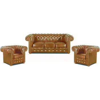 Sedací souprava Falco Sedací souprava Chesterfield Classic 3+1+1 kůže koňak