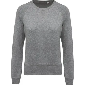Dámská mikina Kariban Ladies’ Organic Cotton Crew Neck Raglan Sleeve Sweatshirt mikina, šedá (Graphite Heather)