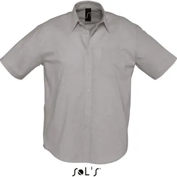 Pánská košile Sol's Brisbane - Short Sleeve Oxford Men's Shirt, šedá (Ice Grey)