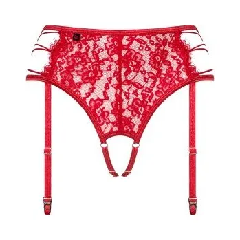 Podvazkový pás Podvazkový pás Obsessive Rediosa s tangy Červená S/M