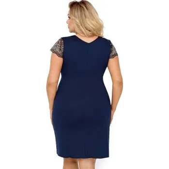 Dámská noční košile Dámská košilka Donna Greta Maxi - 'V' dekolt Tmavě modrá 5XL