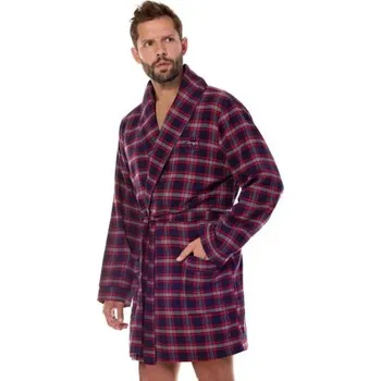 Pánský župan Pánský krátký župan LaL Ben - flanelová bavlna Tmavě modrá L