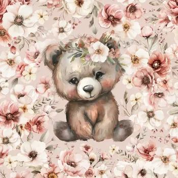 Teplákovina Medvídek v sasankách, panel (E) (Panely a ladící metráž)