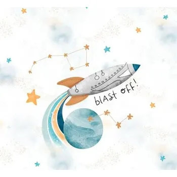 Teplákovina Raketa Blast off světlá, panel (E) (Panely a ladící metráž)