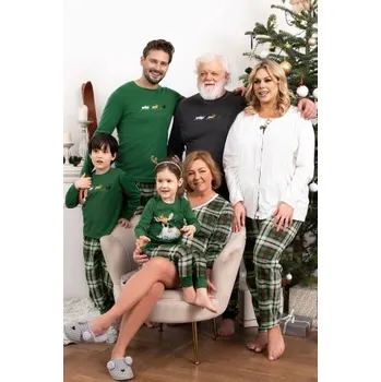 Dámské pyžamo Dámské pyžamo Italian Fashion Asama - dlouhé propínací Ecru-zelená L