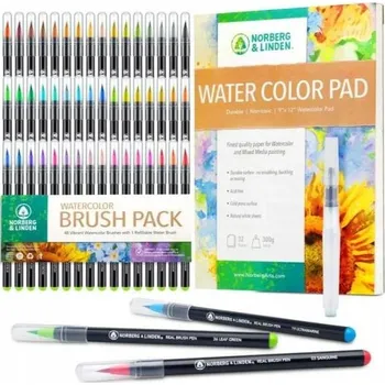 Umělecký štětec Skutečná sada vodových štětců - 48 akvarelových fixů, 1 plnitelný vodový štětec, 48 ks