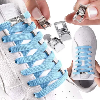 Tkaničky do bot Elastické tkaničky bez vázání s kovovou sponou - světle modré