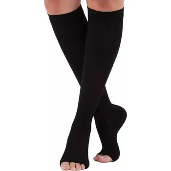 Dámské ponožky Kompresní podkolenky s otevřenou špičkou unisex, černé S/M (34-39)