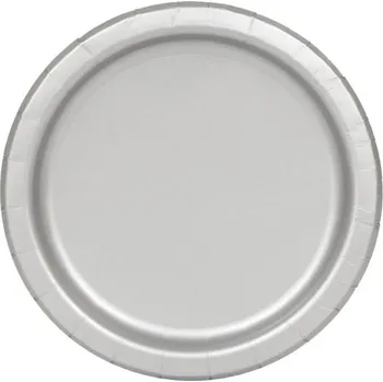 Party nádobí Unique TALÍŘE papírové stříbrné 22cm 16ks