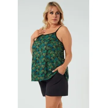 Dámské pyžamo Dámské pyžamo Italian Fashion Chill - na ramínkách bavlněné Černo-zelená XL