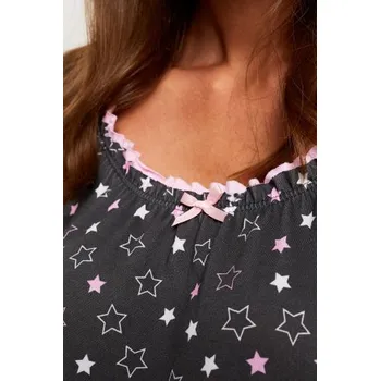 Těhotenské noční prádlo Mateřská košilka Italian Fashion Antilia - tříčtvrteční rukáv Růžovo-šedá XL