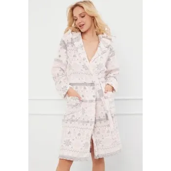 Dámské noční prádlo Dámský teplý župan Italian Fashion Puri - s kapucí Světle růžová 3XL