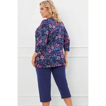 Dámské noční prádlo Tříčtvrteční dámské pyžamo Italian Fashion Topana - bavlna Tmavě modrá L