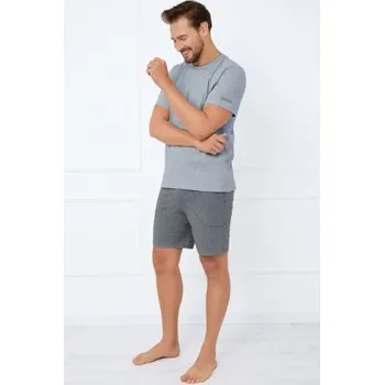 Pánské pyžamo Pánské pyžamo Italian Fashion Kristián - bavlna Šedá 2XL