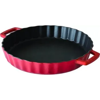 Forma na pečení Litinová koláčová forma 30 cm, červená, kulatá Lava LVYTP30K0R (Lava LVYTP30K0R Červená litinová kulatá forma na koláče)