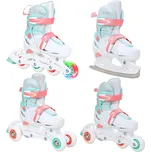 CROXER Kolečkové brusle 4v1 Raven Inez, svítící kolečka 30/33 BÍLÁ|RŮŽOVÁ|ZELENÁ