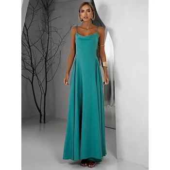 Dámské šaty Mátové dlouhé splývavé šaty LERDISEL na ramínka Velikost: ONESIZE