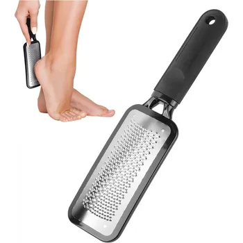 Kovový pilník na paty z nerezové oceli s rukojetí, černý