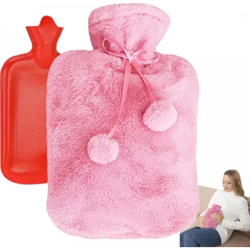 Termofor Termofor s měkkým potahem z jemného plyše - růžový, 1700 ml