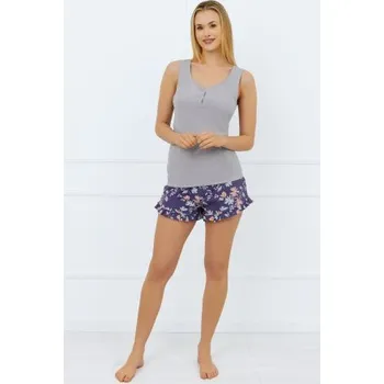 Dámské pyžamo Dámské pyžamo na ramínkách Italian Fashion Pulia - bavlna Šedo-fialová L